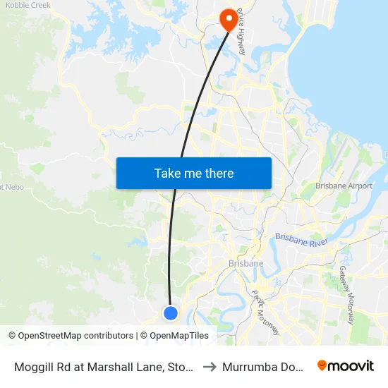 Moggill Rd at Marshall Lane, Stop 33 to Murrumba Downs map