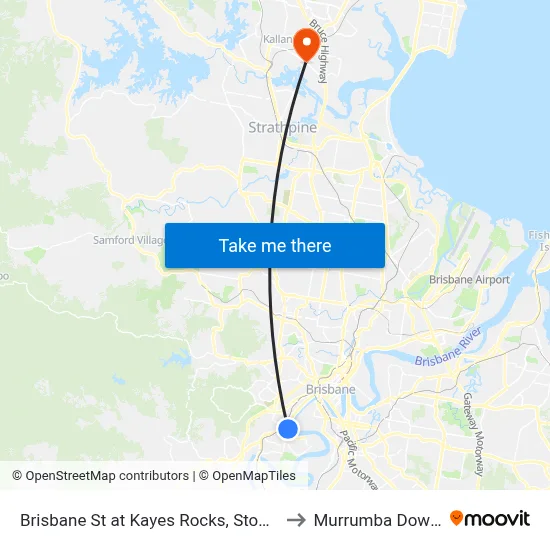 Brisbane St at Kayes Rocks, Stop 15 to Murrumba Downs map