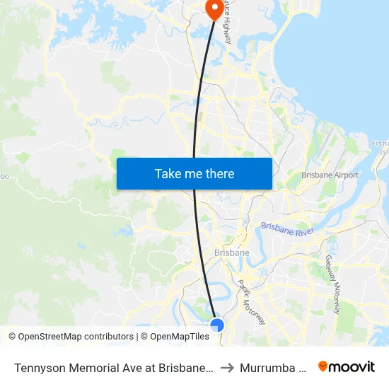 Tennyson Memorial Ave at Brisbane Golf, Stop 36 to Murrumba Downs map