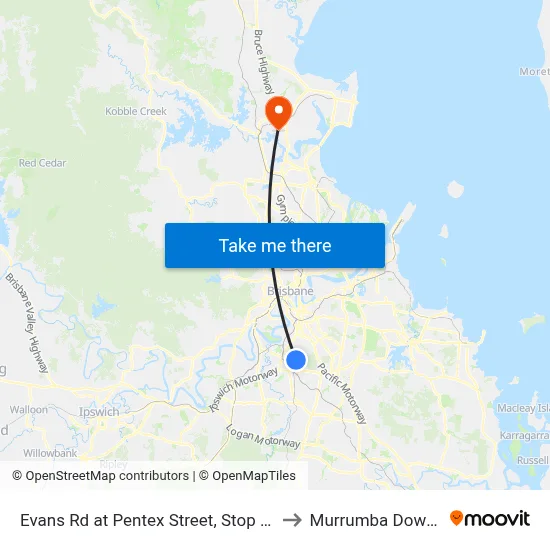 Evans Rd at Pentex Street, Stop 43 to Murrumba Downs map