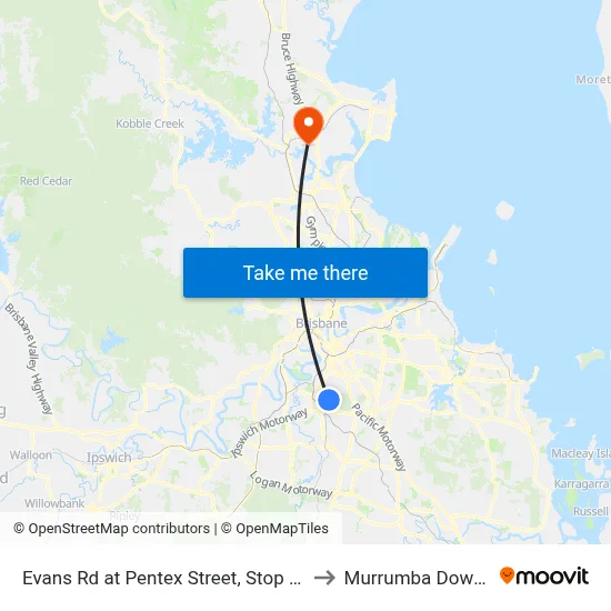 Evans Rd at Pentex Street, Stop 43 to Murrumba Downs map