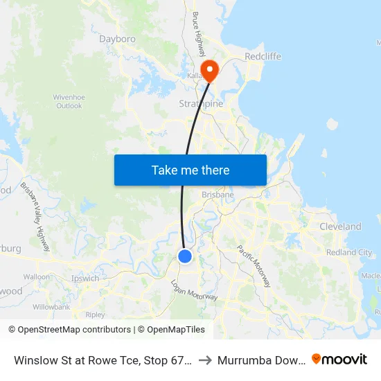Winslow St at Rowe Tce, Stop 67/68 to Murrumba Downs map