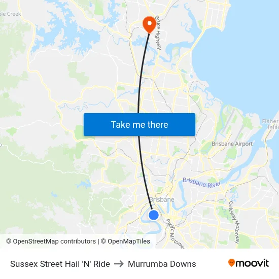Sussex Street Hail 'N' Ride to Murrumba Downs map