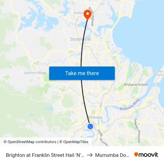 Brighton at Franklin Street Hail 'N' Ride to Murrumba Downs map