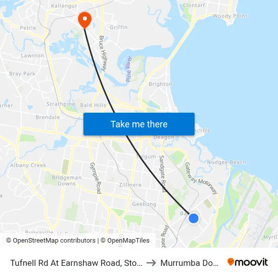 Tufnell Rd At Earnshaw Road, Stop 32 to Murrumba Downs map