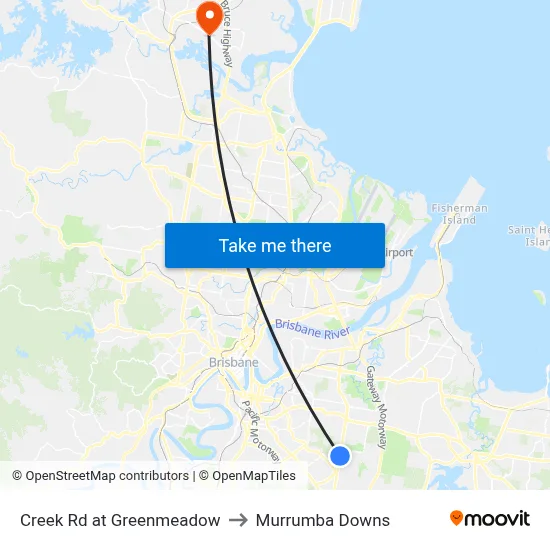 Creek Rd at Greenmeadow to Murrumba Downs map