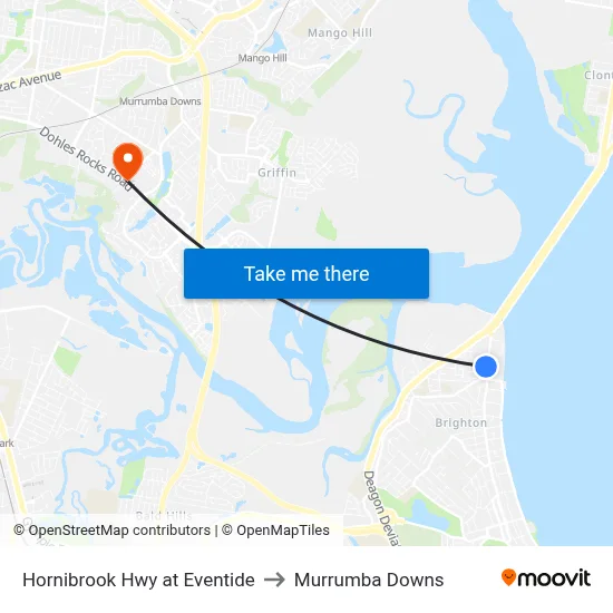 Hornibrook Hwy at Eventide to Murrumba Downs map