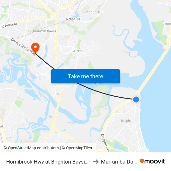 Hornibrook Hwy at Brighton Bayside Park to Murrumba Downs map