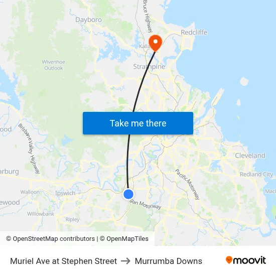 Muriel Ave at Stephen Street to Murrumba Downs map