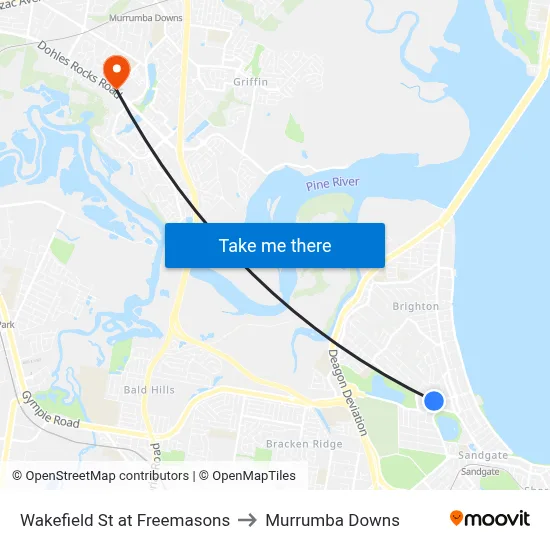 Wakefield St at Freemasons to Murrumba Downs map