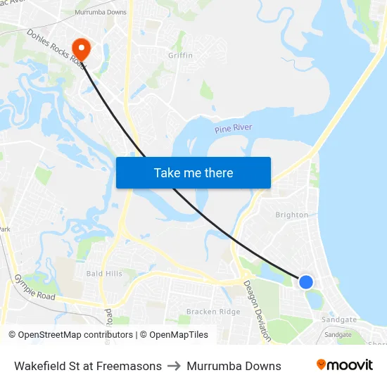 Wakefield St at Freemasons to Murrumba Downs map