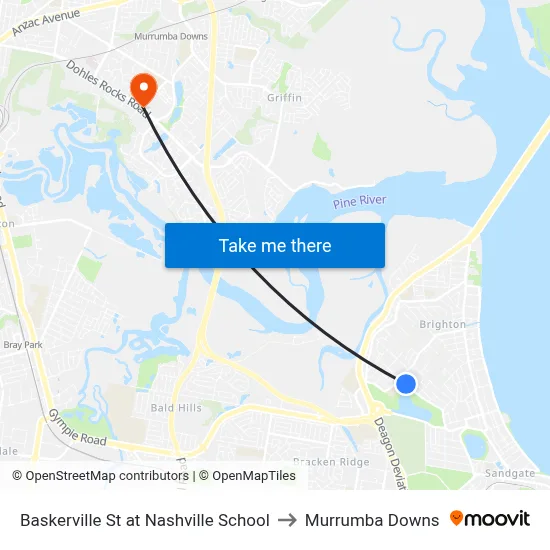 Baskerville St at Nashville School to Murrumba Downs map