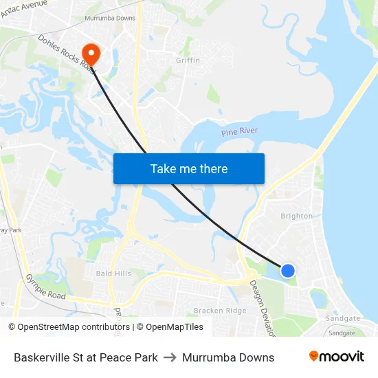 Baskerville St at Peace Park to Murrumba Downs map