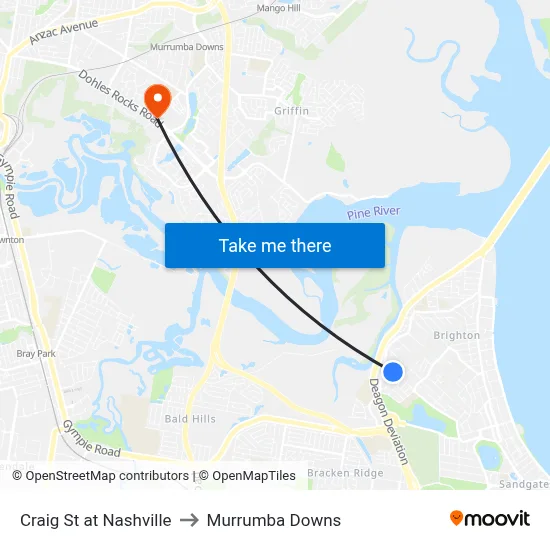 Craig St at Nashville to Murrumba Downs map