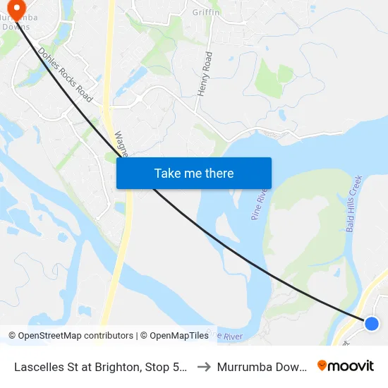 Lascelles St at Brighton, Stop 56a to Murrumba Downs map