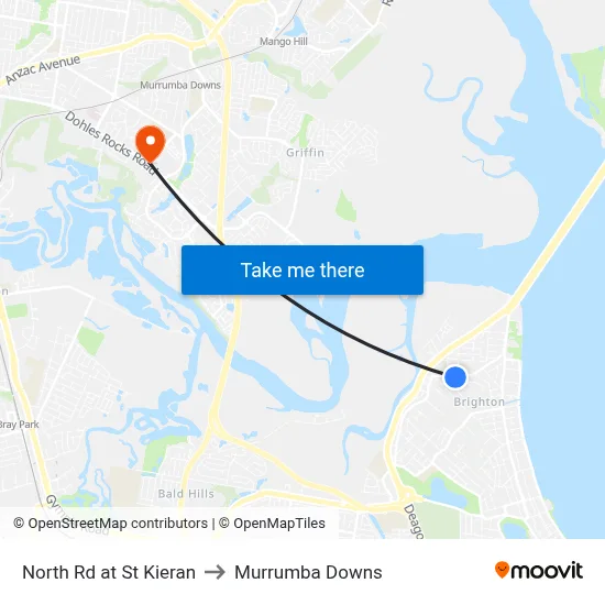 North Rd at St Kieran to Murrumba Downs map