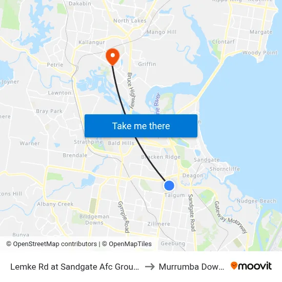 Lemke Rd at Sandgate Afc Ground to Murrumba Downs map