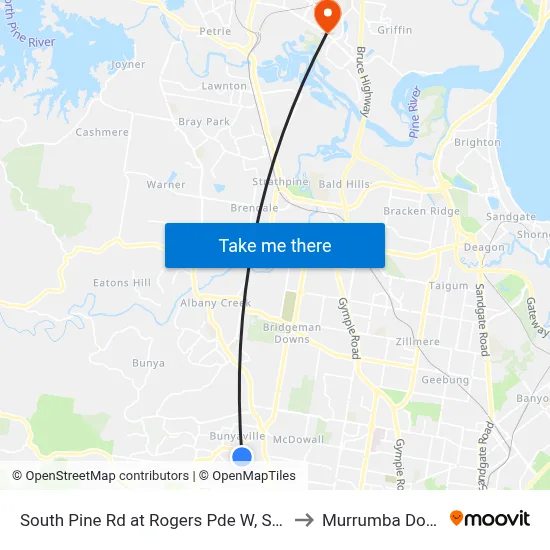 South Pine Rd at Rogers Pde W, Stop 44 to Murrumba Downs map