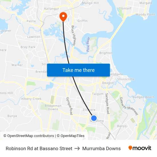 Robinson Rd at Bassano Street to Murrumba Downs map