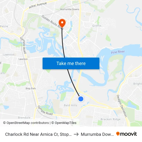 Charlock Rd Near Arnica Cr, Stop 55 to Murrumba Downs map