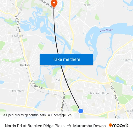 Norris Rd at Bracken Ridge Plaza to Murrumba Downs map