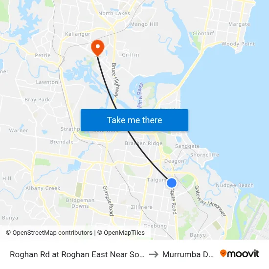 Roghan Rd at Roghan East Near Sovereign Pl to Murrumba Downs map