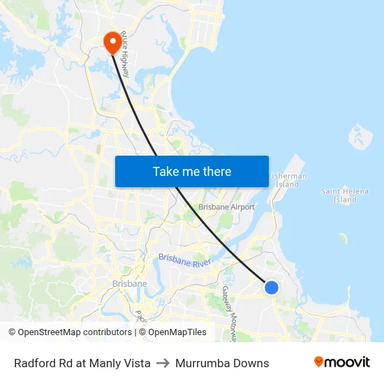 Radford Rd at Manly Vista to Murrumba Downs map