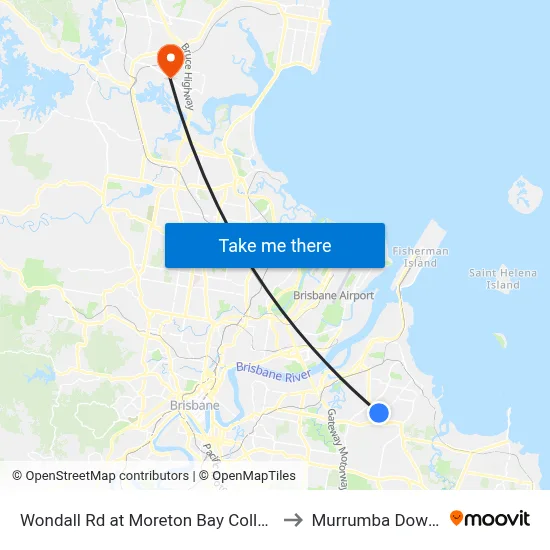 Wondall Rd at Moreton Bay College to Murrumba Downs map