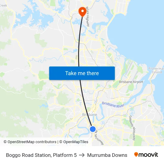Boggo Road Station, Platform 5 to Murrumba Downs map