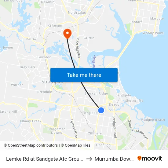 Lemke Rd at Sandgate Afc Ground to Murrumba Downs map