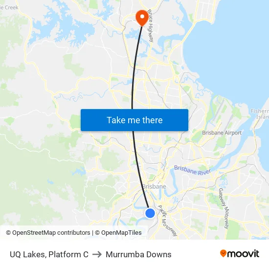 UQ Lakes, Platform C to Murrumba Downs map