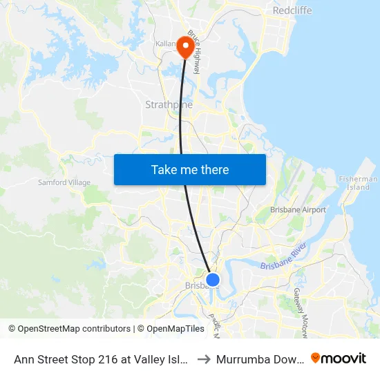 Ann Street Stop 216 at Valley Island to Murrumba Downs map
