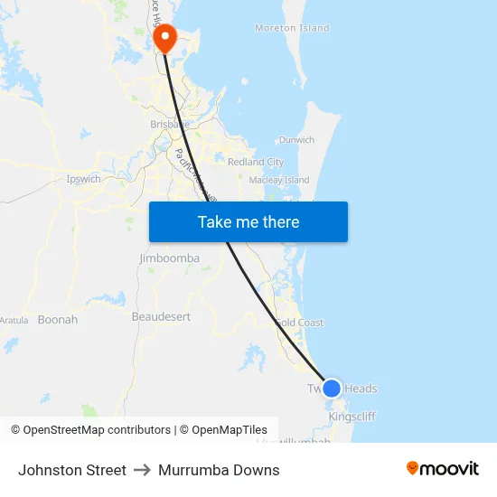 Johnston Street to Murrumba Downs map