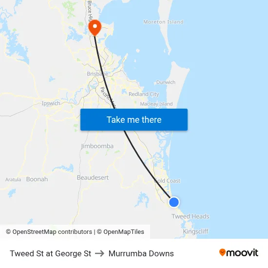 Tweed St at George St to Murrumba Downs map