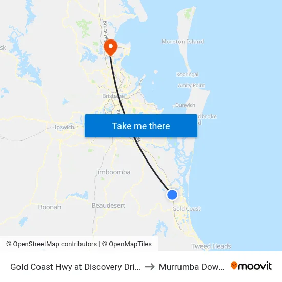 Gold Coast Hwy at Discovery Drive to Murrumba Downs map