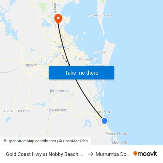Gold Coast Hwy at Nobby Beach Station to Murrumba Downs map