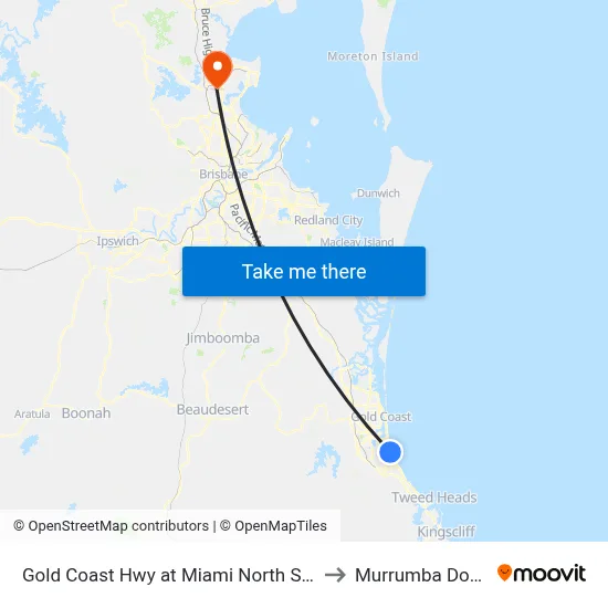 Gold Coast Hwy at Miami North Station to Murrumba Downs map