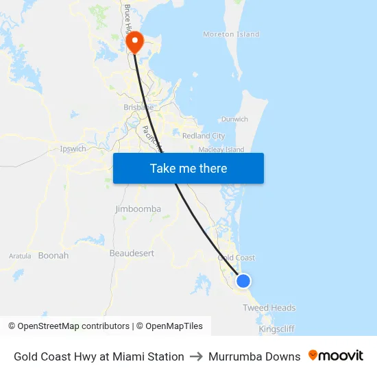 Gold Coast Hwy at Miami Station to Murrumba Downs map