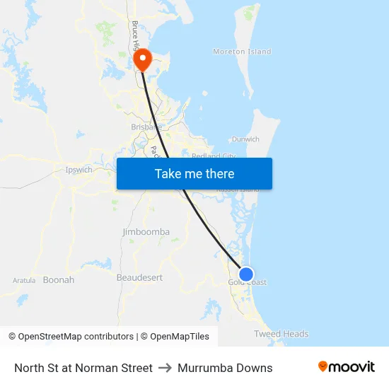 North St at Norman Street to Murrumba Downs map
