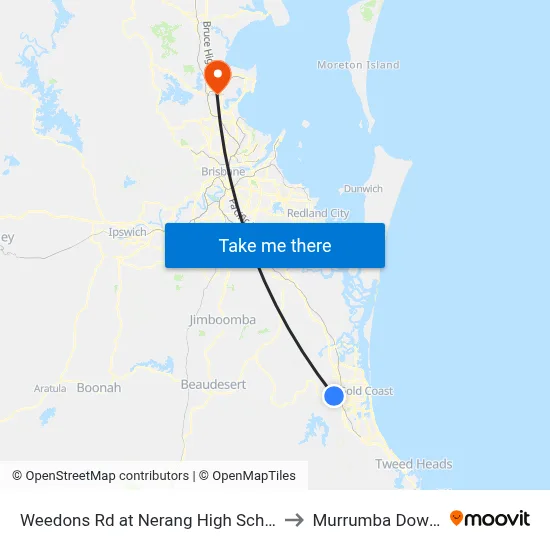 Weedons Rd at Nerang High School to Murrumba Downs map