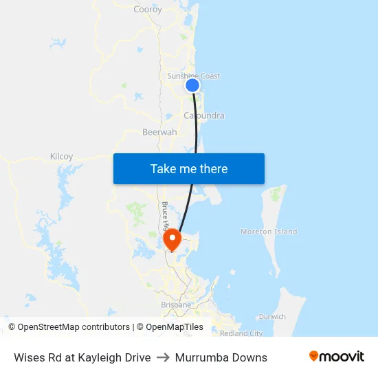Wises Rd at Kayleigh Drive to Murrumba Downs map
