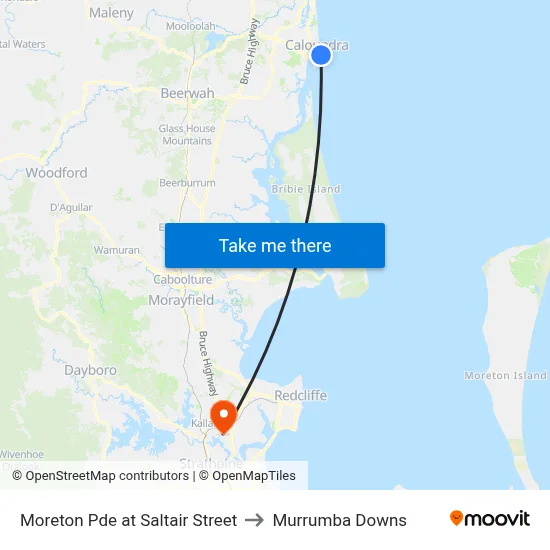 Moreton Pde at Saltair Street to Murrumba Downs map