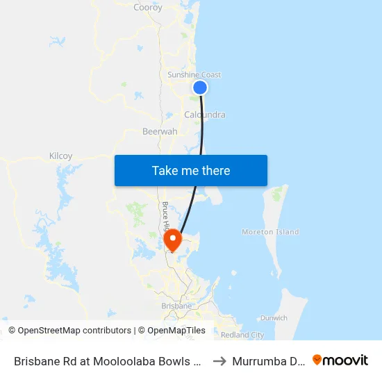 Brisbane Rd at Mooloolaba Bowls Club Closed to Murrumba Downs map