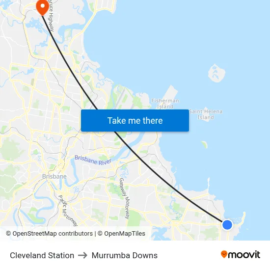 Cleveland Station to Murrumba Downs map