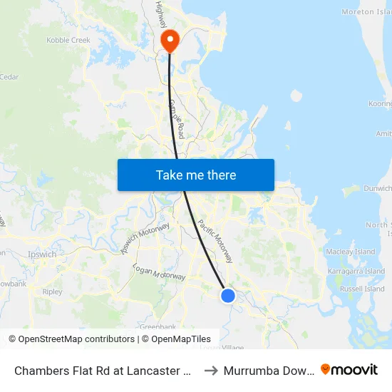 Chambers Flat Rd at Lancaster Park to Murrumba Downs map