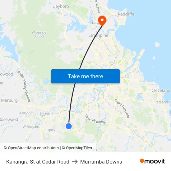 Kanangra St at Cedar Road to Murrumba Downs map