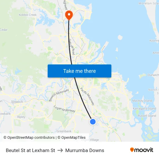 Beutel St at Lexham St to Murrumba Downs map