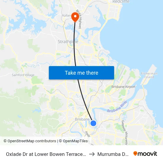 Oxlade Dr at Lower Bowen Terrace, Stop 19 to Murrumba Downs map