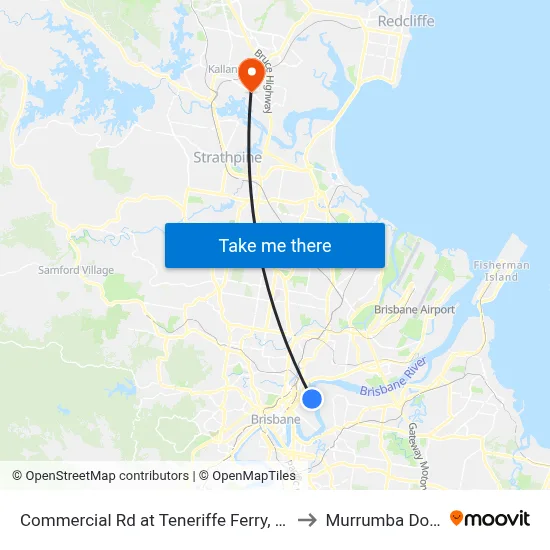 Commercial Rd at Teneriffe Ferry, Stop 16 to Murrumba Downs map