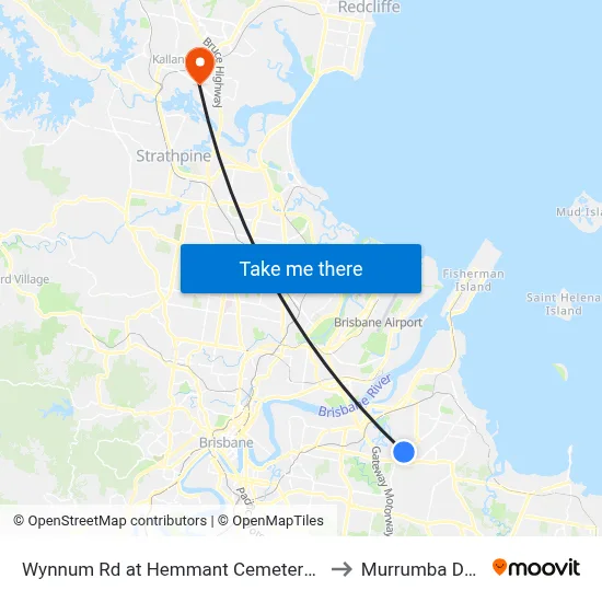 Wynnum Rd at Hemmant Cemetery, Stop 44 to Murrumba Downs map